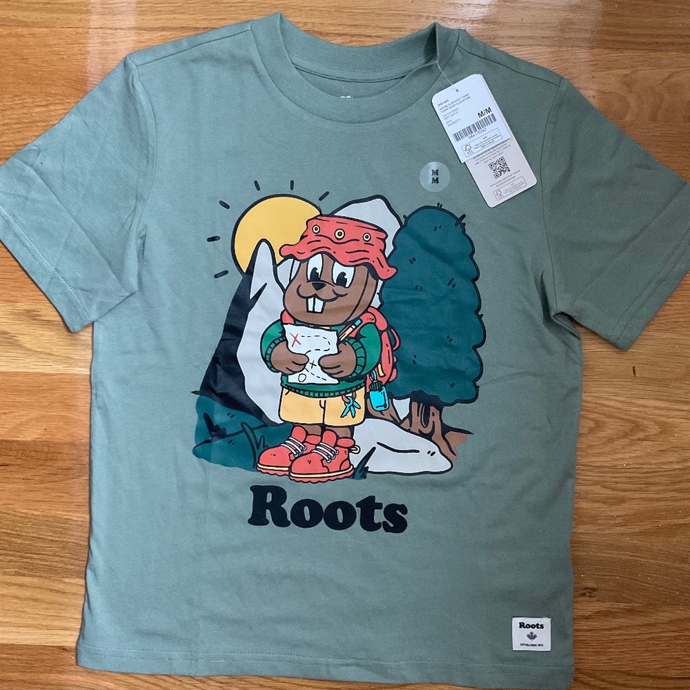 Roots Kids Nature Club Buddy T-Shirt short sleeve M 7-8 years NWT!